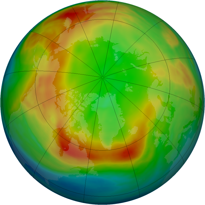 Arctic ozone map for 16 January 2007